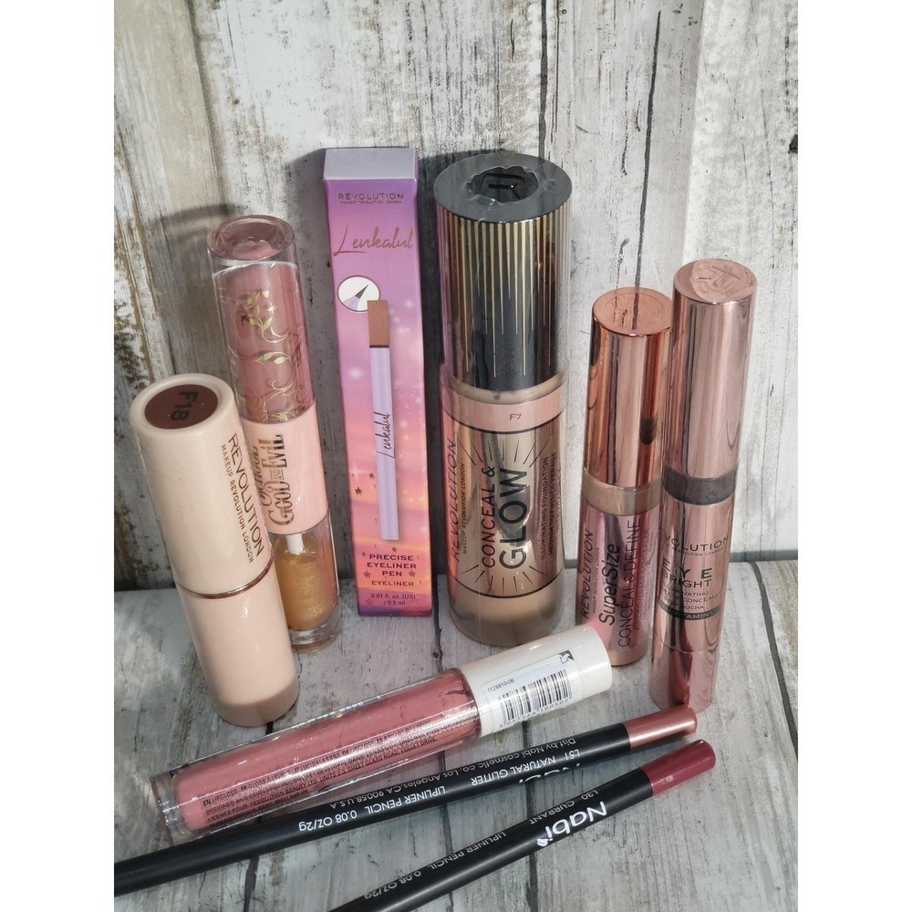 Revolution Makeup Lot 9 Items Foundation Concealer Lip Gloss Eyeliner Pencil Set - Picture 5 of 6
